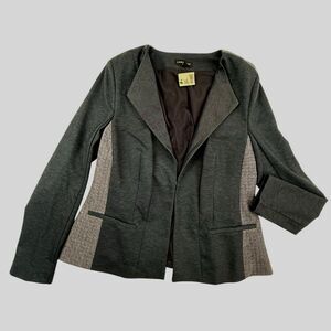 NEW Lane Bryant Chambray Quilted Blazer Jacket Women 12 Blue Fabric Block